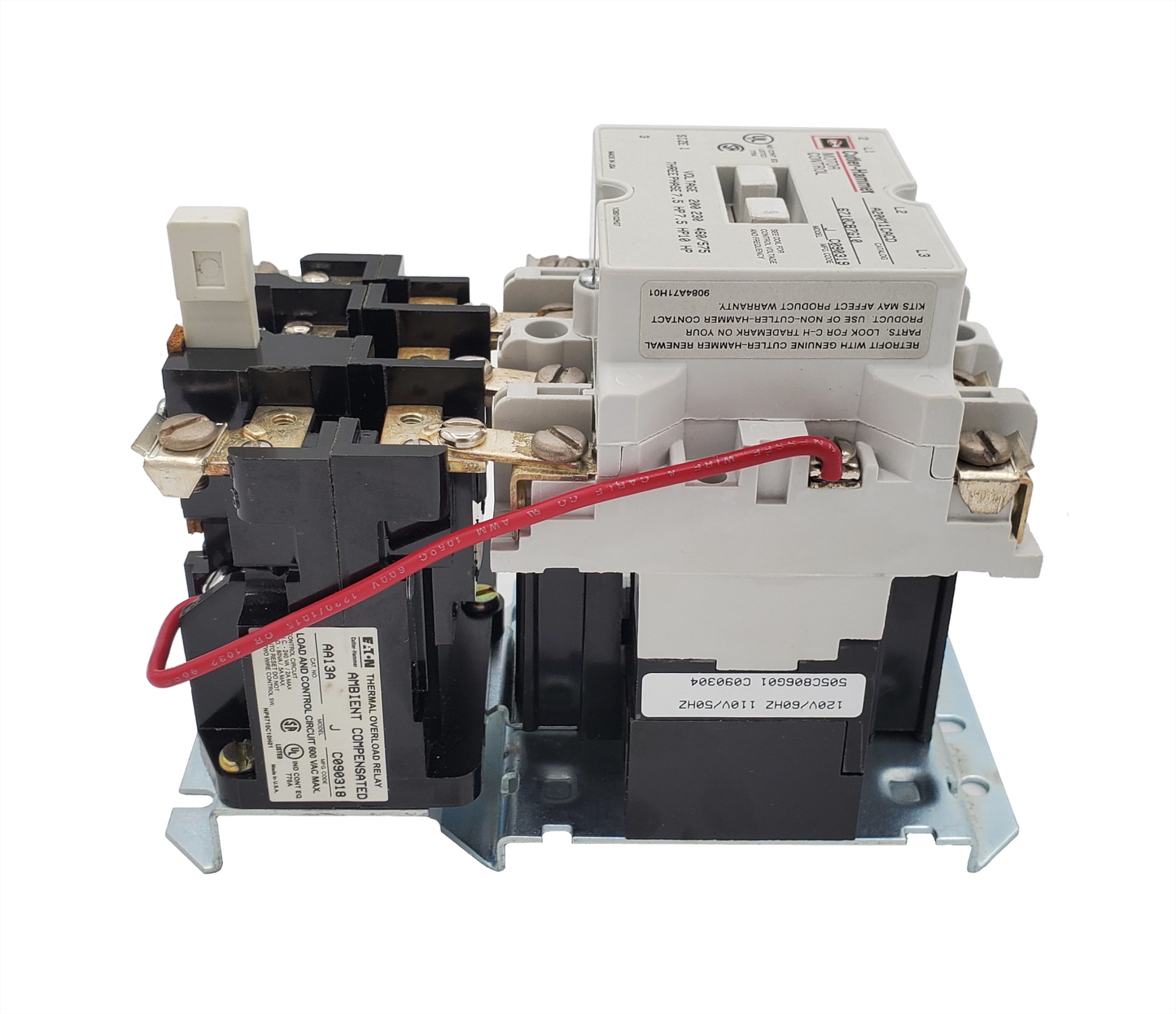 A200M1CAC Magnetic Motor Starter, Nema Size 1, 27 Amps, 3 Poles, 120VAC Coil, Full Voltage 600VAC, Ambient Compensated Overload Relay with Auto-Reset, Open Style No Enclosure, Across the Line Starting and Stopping, Single Speed, Non-Reversing. New Surplus and Certified Reconditioned with 1 Year Warranty.