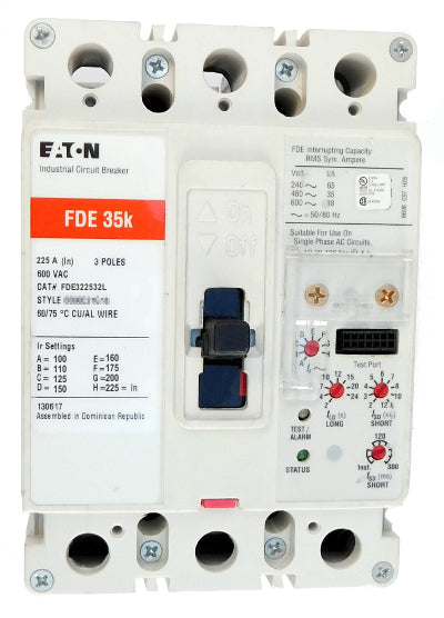 FDE322532L FD Frame Style, Molded Case Circuit Breaker, LSI, Electronic Non-interchangeable Trip Unit, 225 Ampere at 40 Degree Celsius, 3 Pole, 600VAC @ 50/60HZ, Line and Load End Terminals Standard. New Surplus and Certified Reconditioned with 1 Year Warranty.