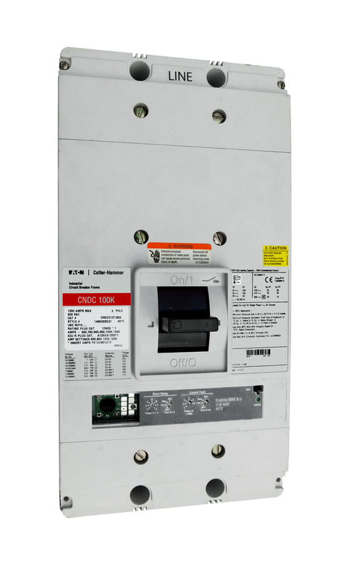 CNDC312T36W CNDC Frame Style, Molded Case Circuit Breaker, 100% Rated, Ultra High Interrupting Capacity, Electronic Non-Interchangeable Trip Unit (Digitrip RMS 310), LSIG Trip Unit Functions, 1200 Ampere at 40 Degree Celsius, 3 Pole, 600VAC @ 50/60HZ, Rating Plug Not Included, Without Terminals. New Surplus and Certified Reconditioned with 1 Year Warranty.