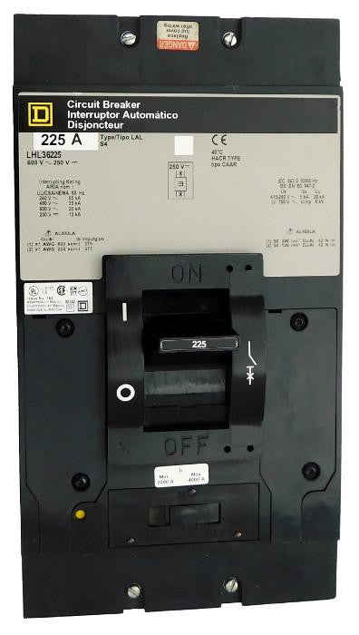 LHL36225 LHL Frame Style, Molded Case Circuit Breaker, Thermal Magnetic Non-interchangeable Trip Unit, 225 Ampere at 40 Degree Celsius, 3 Pole, Line and Load End Terminals Standard. New Surplus and Certified Reconditioned with 1 Year Warranty.