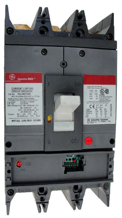 SGLA36AT0600 SG600 Frame Style, Molded Case Circuit Breaker, Thermal Magnetic Non-Interchangeable Trip Unit, 600 Ampere Maximum at 40 Degree Celsius, 3 Pole, 600VAC @ 50/60HZ, Terminals Not Included. New Surplus and Certified Reconditioned with 1 Year Warranty.