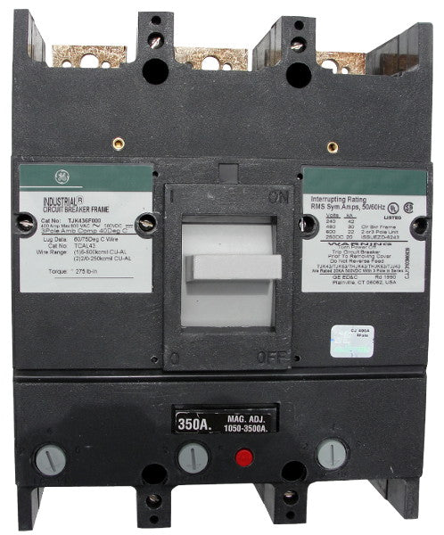 THJK436200WL THJK Hi-Break Frame Style, Molded Case Circuit Breaker, Thermal Magnetic Interchangeable Trip Unit, 200 Ampere at 40 Degree Celsius, 3 Pole, 480VAC @ 50/60HZ, Line and Load End Terminals Standard. New Surplus and Certified Reconditioned with 1 Year Warranty.