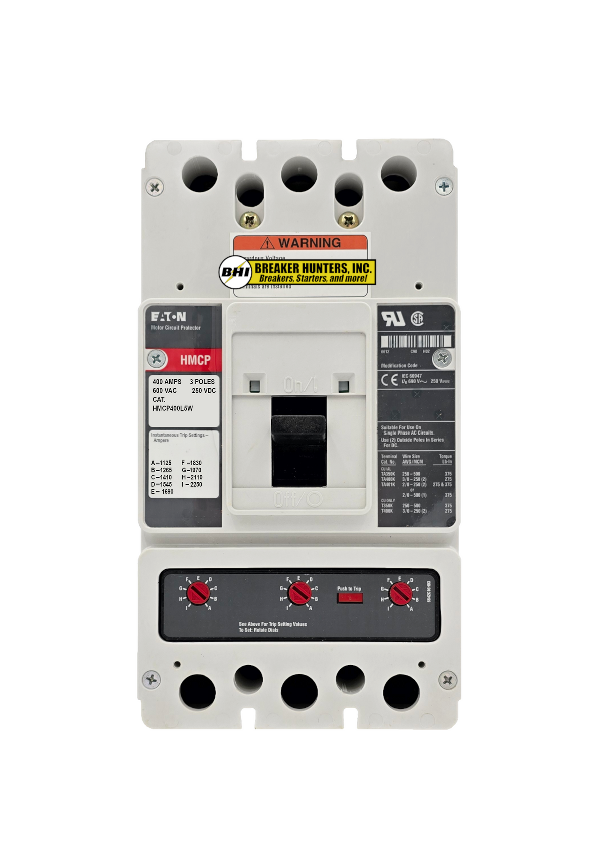 HMCP400L5W Eaton Motor Circuit Protector — Breaker Hunters, Inc.