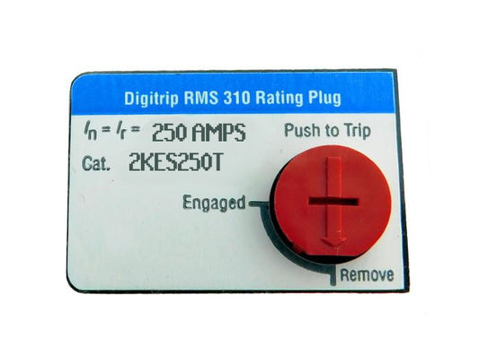 2KES250T Fixed Rating Plug, K-Frame Style, 250 Ampere Rating, Electronic Digitrip RMS 310. New Surplus and Certified Reconditioned with 1 Year Warranty.