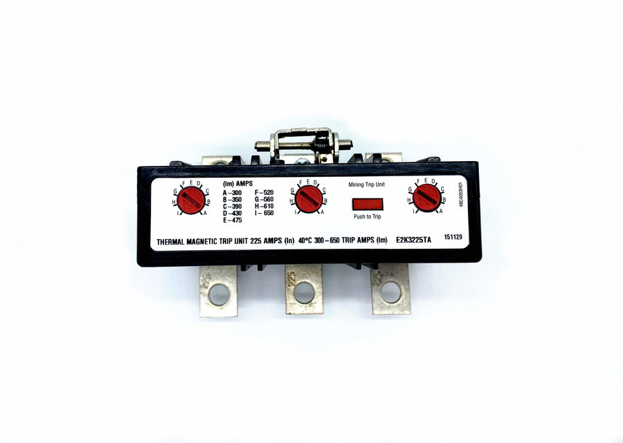 E2K3225TA Trip Unit, K Frame Style, Thermal-Magnetic, 225 Ampere at 40 Degree Celsius, 3 Pole, 300-650 Amp Trip Rating with 1 Year Warranty.