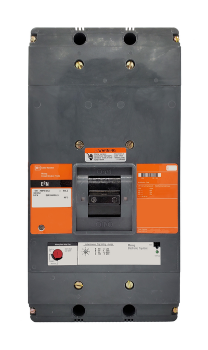 E2N3500WA13 E2N Frame Style, Molded Case Mining Circuit Breaker, Non-Interchangeable Thermal-Magnetic Trip Unit, 500 Ampere at 40 Degree Celsius, 3 Pole, 600VAC @ 50/60HZ, Interrupting Ratings: 65 Kiloampere @ 240VAC, 50 Kiloampere @ 480VAC, 25 Kiloampere @ 600VAC. 1 Year Warranty.