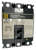 FHP36080 FHP Frame Style, Molded Case Circuit Breaker, Panel Mounted, Thermal Magnetic Non-interchangeable Trip Unit, 80 Ampere at 40 Degree Celsius, 3 Pole, Load End Terminals Only. New Surplus and Certified Reconditioned with 1 Year Warranty.