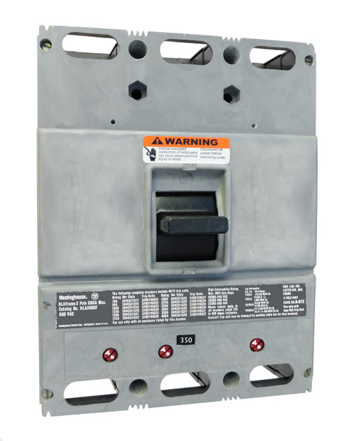 HLA3350 (600 Amp Max Frame) HLA Frame Style, 600 Amp Max Frame, Molded Case Circuit Breaker, Mark 75, Thermal Magnetic Interchangeable Trip Unit, 350 Ampere at 40 Degree Celsius, 3 Pole, 600VAC @ 50/60HZ, High Interrupting Style, Without Terminals. New Surplus and Certified Reconditioned with 1 Year Warranty.
