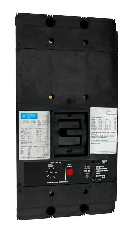 NC31200 NC Frame Style, Molded Case Circuit Breaker, LS Function Non-Interchangeable Trip Unit, 3 Pole, 600VAC @ 50/60HZ, with 1000 Amp Rating Plug, Line and Load End Terminals Standard. New Surplus and Certified Reconditioned with 1 Year Warranty.