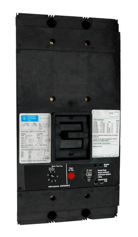 NC31200M NC Frame Style, Molded Case Circuit Breaker, Mag Only Non-Interchangeable Trip Unit, 3 Pole, 600VAC @ 50/60HZ, High Interrupting Style, with 1200 Amp Rating Plug, Line and Load End Terminals Standard. New Surplus and Certified Reconditioned with 1 Year Warranty.