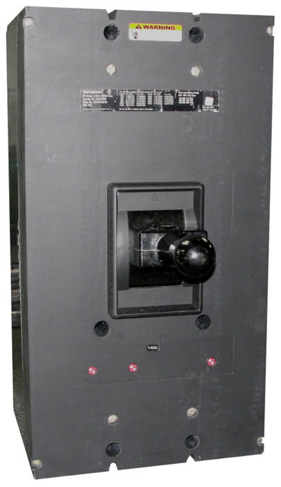 PB31400 PB Frame Style, Molded-Case Circuit Breaker, Thermal Magnetic Interchangeable Trip Unit, 1400 Ampere at 40 Degree Celsius, 3 Pole, 600VAC @ 50/60HZ, Rear Connected, Frame Rated at 2000 Ampere. New Surplus and Certified Reconditioned with 1 Year Warranty.