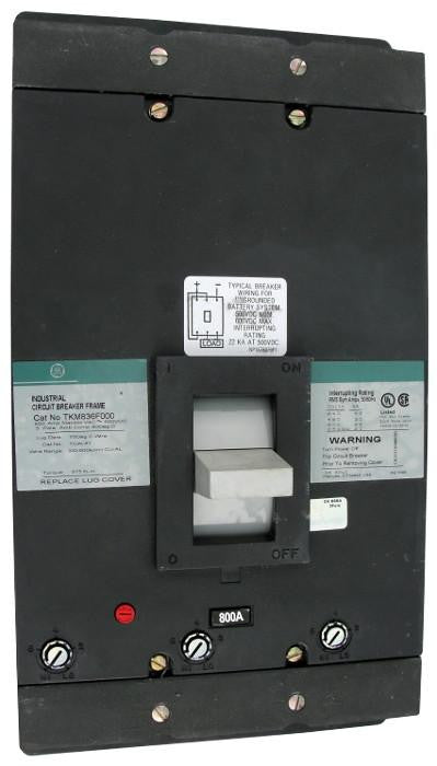TKMA836800WL TKM Frame Style, Molded Case Circuit Breaker, Thermal Magnetic Interchangeable Trip Unit, 800 Ampere at 40 Degree Celsius, 3 Pole, 600VAC @ 50/60HZ, Line and Load End Terminals Standard. New Surplus and Certified Reconditioned with 1 Year Warranty.