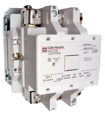A201KFC Magnetic Contactor, Air Conditioning Control, Size 4DP, 211 Amps, 3 Poles, 120VAC Coil, Full Voltage 600VAC, Open Style No Enclosure, Across the Line Starting and Stopping, Single Speed, Non-Reversing. New Surplus and Certified Reconditioned with 1 Year Warranty. 