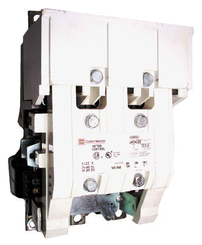A201K5CA Magnetic Contactor, Nema Size 5, 270 Amps, 3 Poles, 120VAC Coil, Full Voltage 600VAC, Open Style No Enclosure, Clapper Design, Across the Line Starting and Stopping, Single Speed, Non-Reversing, Max HP Ratings: 75 @ 208V/3 Phase, 100 @ 240V/3 Phase, 200 @ 480V/3 Phase, 200 @ 600V/3 Phase. New Surplus and Certified Reconditioned with 1 Year Warranty.