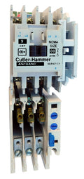 AN16AN0AC Magnetic Motor Starter, Nema Size 00, 9 Amps, 3 Poles, 120VAC Coil, Full Voltage 600VAC, Type C Overload Relay Standard, Open Style No Enclosure, Across the Line Starting and Stopping, Single Speed, Non-Reversing, Max HP Ratings (3 Phase): 1 1/2 @ 208VAC, 1 1/2 @ 240VAC, 2 @ 480VAC, 2 @ 600VAC. New Surplus and Certified Reconditioned with 1 Year Warranty.