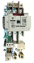AN16SN0AC Magnetic Motor Starter, Nema Size 5, 270 Amps, 3 Poles, 120VAC Coil, Full Voltage 600VAC, Type C Overload Relay Standard, Open Style No Enclosure, Across the Line Starting and Stopping, Single Speed, Non-Reversing, Max HP Ratings (3 Phase): 75 @ 208VAC, 100 @ 240VAC, 200 @ 480VAC, 200 @ 600VAC. New Surplus and Certified Reconditioned with 1 Year Warranty.