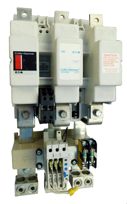 AN16TN0A Magnetic Motor Starter, Nema Size 6, 540 Amps, 3 Poles, 120VAC Coil, Full Voltage 600VAC, Type A Overload Relay Standard, Open Style No Enclosure, Across the Line Starting and Stopping, Single Speed, Non-Reversing, Max HP Ratings (3 Phase): 150 @ 208VAC, 200 @ 240VAC, 400 @ 480VAC, 400 @ 600VAC. New Surplus and Certified Reconditioned with 1 Year Warranty.