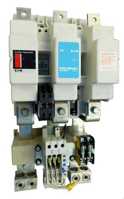 AN16TN0AB Magnetic Motor Starter, Nema Size 6, 540 Amps, 3 Poles, 120VAC Coil, Full Voltage 600VAC, Type B Overload Relay Standard, Open Style No Enclosure, Across the Line Starting and Stopping, Single Speed, Non-Reversing, Max HP Ratings (3 Phase): 150 @ 208VAC, 200 @ 240VAC, 400 @ 480VAC, 400 @ 600VAC. New Surplus and Certified Reconditioned with 1 Year Warranty.