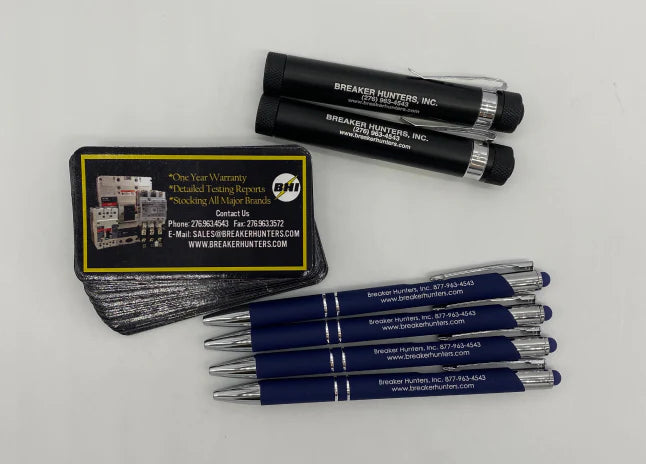 All orders over $500 receieved through the breakerhunters.com website is eligible to receive this free gift! Includes: Light Pen Magnetic Business Card