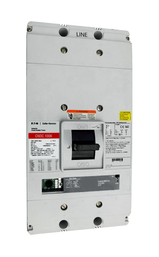 CNDC312T32W CNDC Frame Style, Molded Case Circuit Breaker, 100% Rated, Ultra High Interrupting Capacity, Electronic Non-Interchangeable Trip Unit (Digitrip RMS 310), LSI Trip Unit Functions, 1200 Ampere at 40 Degree Celsius, 3 Pole, 600VAC @ 50/60HZ, Rating Plug Not Included, Without Terminals. New Surplus and Certified Reconditioned with 1 Year Warranty.