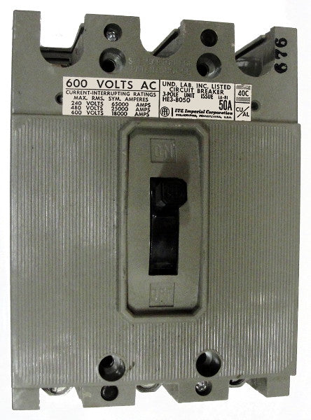 HE3B070 HE Frame Style, Molded Case Circuit Breaker, Thermal Magnetic Non-interchangeable Trip Unit, 70 Ampere at 40 Degree Celsius, 3 Pole, 600VAC @ 50/60HZ, Line and Load End Terminals Standard. New Surplus and Certified Reconditioned with 1 Year Warranty.