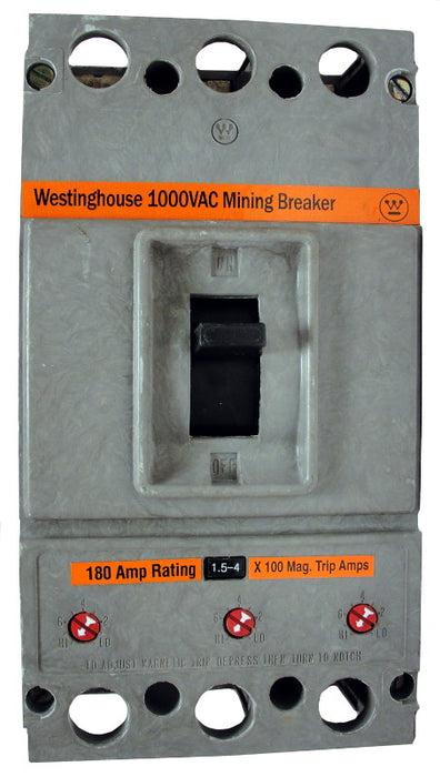 Westinghouse HKAM3225 300-700 MAG ONLY W/ UVR K Frame Style, Molded Case Mining Circuit Breaker, Non-Interchangeable Magnetic Only Trip Unit, 225 Ampere at 40 Degree Celsius, 3 Pole, 1000VAC @ 50/60HZ, Interrupting Ratings: 10 Kiloampere @ 1000VAC, 120v UVR installed, No Lugs Standard. 1 Year Warranty.