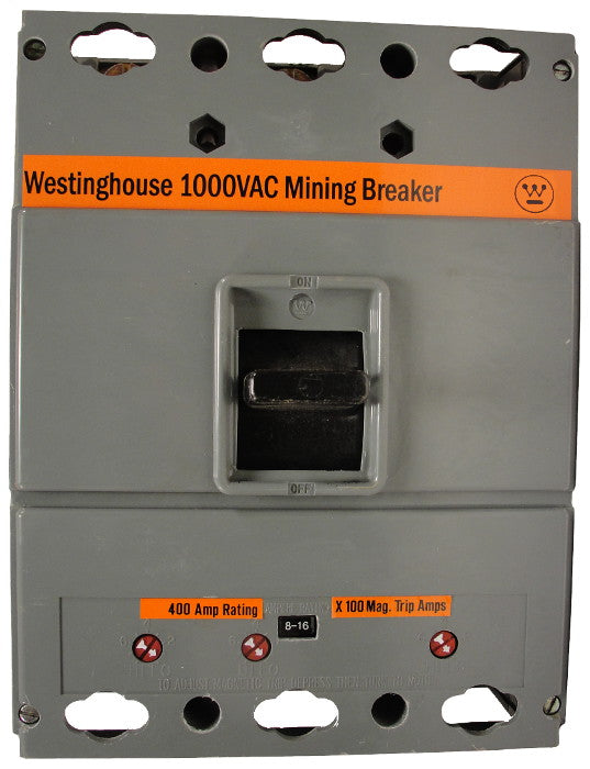 HLAM3400 1125-2250 THERMAL-MAG L Frame Style, Molded Case Mining Circuit Breaker, Interchangeable Thermal Magnetic Trip Unit, 400 Ampere at 40 Degree Celsius, 3 Pole, 1000VAC @ 50/60HZ, Interrupting Ratings: 12 Kiloampere @ 1000VAC, No Lugs Standard. 1 Year Warranty.