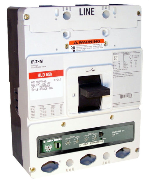 HLD3600F w/LES3600LSIG (RMS 310) HLD Frame Style, Molded Case Circuit Breaker, LSIG Function Non-Interchangeable Trip Unit, 600 Ampere Max at 40 Degree Celsius, 3 Pole, 600VAC @ 50/60HZ, High Interrupting Capacity, Rating Plug Not Included. New Surplus and Certified Reconditioned with 1 Year Warranty.