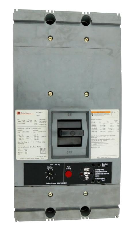 HMC3400 HMC Frame Style, Molded Case Circuit Breaker, Mark 75, LS Function Non-Interchangeable Trip Unit, 3 Pole, 600VAC @ 50/60HZ, High Interrupting Style, with 400 Amp Rating Plug, Line and Load End Terminals Standard. New Surplus and Certified Reconditioned with 1 Year Warranty.