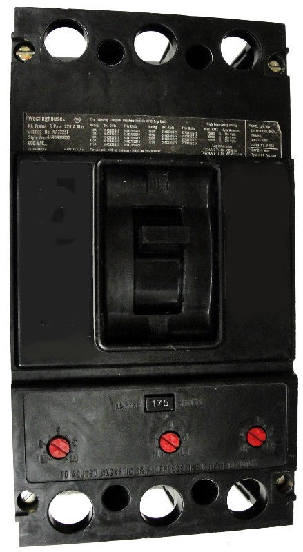 KA3090 KA Frame Style, Molded Case Circuit Breaker, Thermal Magnetic Non-Interchangeable Trip Unit, 90 Ampere at 40 Degree Celsius, 3 Pole, 600VAC @ 50/60HZ, Without Terminals. New Surplus and Certified Reconditioned with 1 Year Warranty.