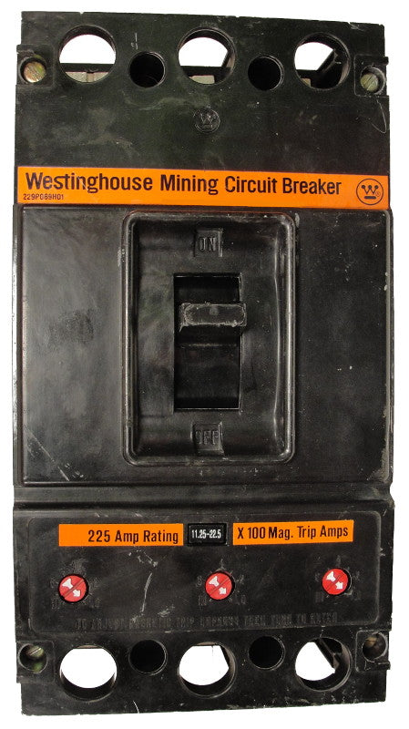 KAM3225 1125-2250 THERMAL-MAG W/ UVR K Frame Style, Molded Case Mining Circuit Breaker, Non-Interchangeable Thermal Magnetic Trip Unit, 225 Ampere at 40 Degree Celsius, 3 Pole, 600VAC @ 50/60HZ, Interrupting Ratings: 25 Kiloampere @ 240VAC, 22 Kiloampere @ 480VAC, 22 Kiloampere @ 600VAC, 120v UVR installed, No Lugs Standard. 1 Year Warranty.