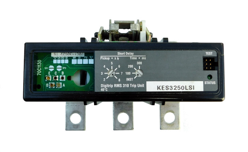 KES3250LSI Trip Unit, K Frame Style, Electronic Digitrip RMS 310, 250 Ampere Max at 40 Degree Celsius, 3 Pole, Electronic Trip Adjustment at 2-8 Times Continuous Ampere Rating, For Use in Molded Case Circuit Breakers With Optional Interchangeable Trip Units. New Surplus and Certified Reconditioned with 1 Year Warranty.