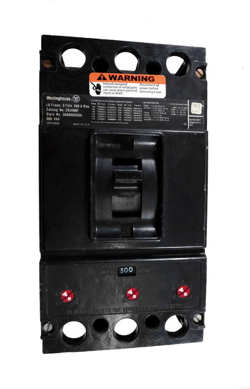 LB3250 LB Frame Style, Molded Case Circuit Breaker, Thermal Magnetic Interchangeable Trip Unit, 250 Ampere at 40 Degree Celsius, 3 Pole, 600VAC @ 50/60HZ, Interrupting Ratings: 50 Kiloampere @ 240VAC, 35 Kiloampere @ 480VAC, 25 Kiloampere @ 600VAC. New Surplus and Certified Reconditioned with 1 Year Warranty.
