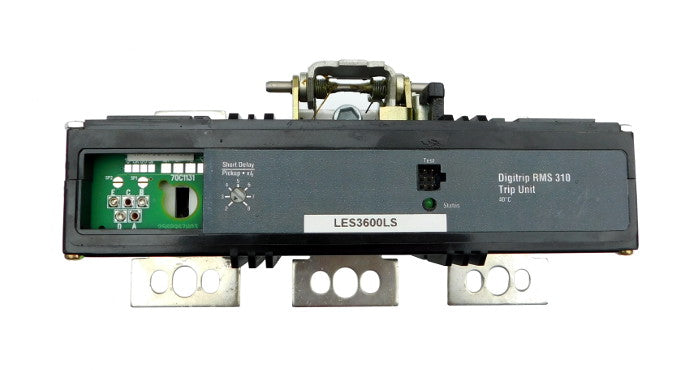 LES3600LSI Trip Unit, L Frame Style, Electronic Digitrip RMS 310, 600 Ampere Max at 40 Degree Celsius, 3 Pole, Electronic Trip Adjustment at 2-8 Times Continuous Ampere Rating, For Use in Molded Case Circuit Breakers With Optional Interchangeable Trip Units. New Surplus and Certified Reconditioned with 1 Year Warranty.