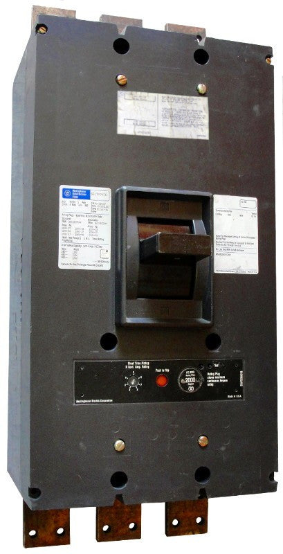 PCCF31000 PCCF Frame Style, Molded-Case Circuit Breaker, Seltronic Solid State Electronic Trip Unit, 1000 Ampere at 40 Degree Celsius, 3 Pole, 600VAC @ 50/60HZ, Interrupting Ratings: 125 Kiloampere @ 240VAC, 100 Kiloampere @ 480VAC, 100 Kiloampere @ 600VAC, Front Connected, Frame Rated at 2000 Amps, Complete Breaker with 1000 Amp Rating Plug Installed. New Surplus and Certified Reconditioned with 1 Year Warranty.