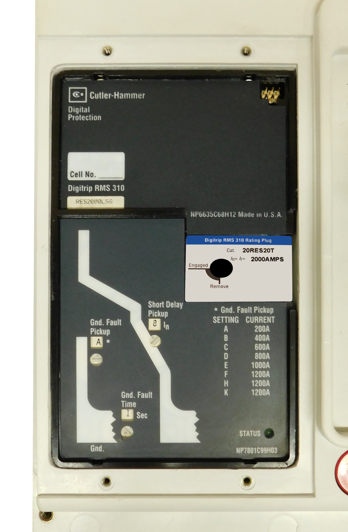 RD320T35W RD Frame Style, Molded Case Circuit Breaker, Electronic Non-Interchangeable Trip Unit(Digitrip RMS 310), (LSG)Trip Unit Functions, 2000 Ampere at 40 Degree Celsius, 3 Pole, 600VAC @ 50/60HZ, Without Terminals. New Surplus and Certified Reconditioned with 1 Year Warranty.