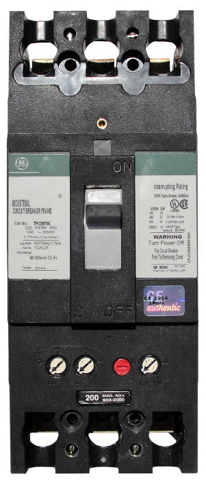 TFK236070 / TFK236070WL TFK Frame Style, Molded Case Circuit Breaker, Thermal Magnetic Interchangeable Trip Unit, 70 Ampere at 40 Degree Celsius, 3 Pole, 600VAC @ 50/60HZ, Line and Load End Terminals Standard. New Surplus and Certified Reconditioned with 1 Year Warranty.
