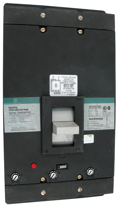 THKMA836600WL THKM Frame Style, Molded Case Circuit Breaker, Thermal Magnetic Interchangeable Trip Unit, 600 Ampere at 40 Degree Celsius, 3 Pole, 600VAC @ 50/60HZ, Line and Load End Terminals Standard. New Surplus and Certified Reconditioned with 1 Year Warranty.