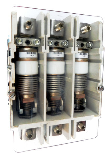 V201KRCU Vacuum Motor Contactor, Special Purpose Rated, 160 Amps, 3 Poles, 440/480V AC Coil, Full Voltage 1500VAC, Open Style No Enclosure, Non-Reversing, Line and Load End Terminals Standard. New Surplus and Certified Reconditioned with 1 Year Warranty.